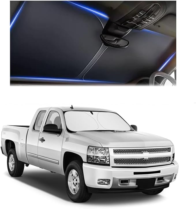 300T Thickened Sunshade for Car Windshield,Windshield Sun Shade for Blocking 99% Sunlight & Heat,Summer Cars Essentials Sun Cover for Car Windshields Fits Small Truck,SUV (XL: 63x33 inch)