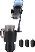 Car Cup Holder Expander with Phone Holder | 2 in 1 Car Phone Mount & Cup Holder, Adjustable 360° Rotation Gooseneck, U-shaped Handle Slot, Fits Phone and Drinking Bottle