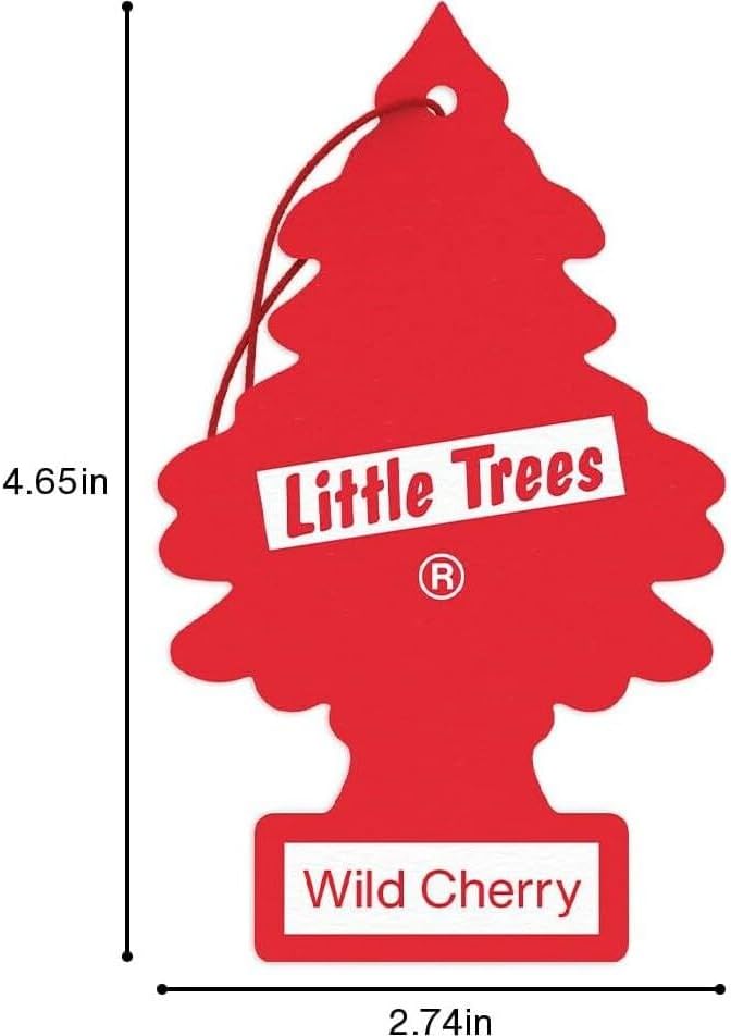 Car Air Freshener | Hanging Paper Tree for Home or Car | Wild Cherry | 4 Pack