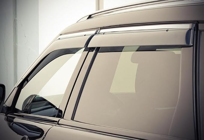 Window Visors Wind Deflectors Compatible with Land Rover 2012-2019 Range Rover Evoque with Chrome Trim Rain Guards 3-847LR006