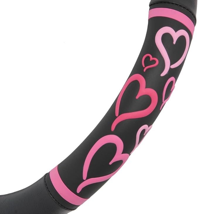 Universal Fit Universal Love Story Steering Wheel Cover - Rubber (Love Story Pink)