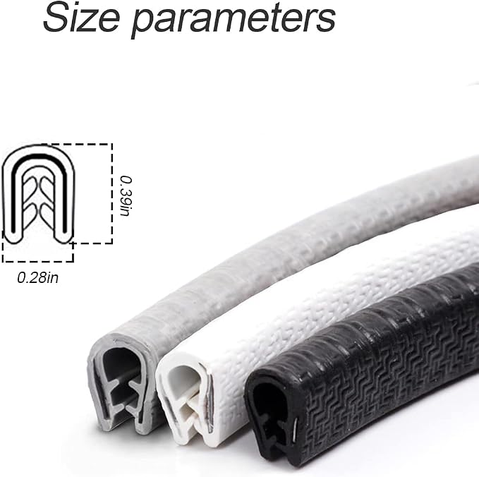 Car Door Edge Guards, Universal Rubber Seal Protector, U Shape Edge Trim, Black, 16FT