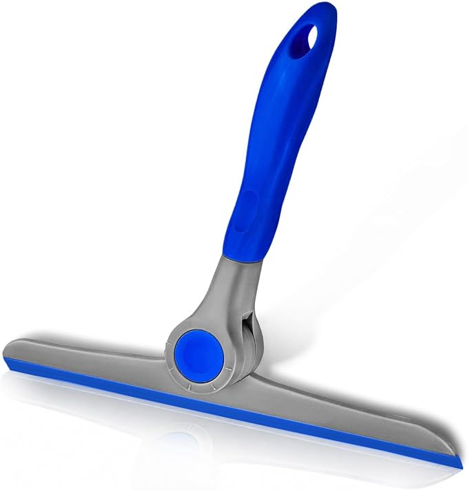 10" Heavy Duty Blue, Grey Window Cleaning Squeegee, Handheld Squeegee for Glass Doors, Windows, Car Windshields & More