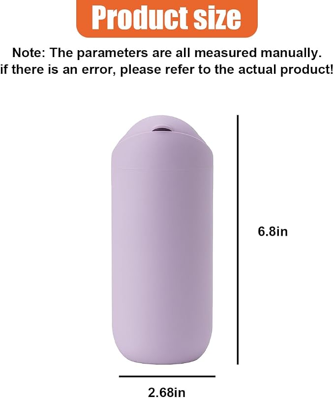 Car Trash Can with Flip Lid, Mini Portable Silicone Auto Cup Holder Garbage Bin, Leakproof Vehicle Trash Storage, Universal Car Accessories for SUV Truck Van Home Office(Purple)