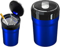 Car Ashtray with Lid, Easy Clean Up Detachable Smokeless Ashtray with LED Blue Light, Portable Mini Ash Tray Cup Holder for Car Home Office Travel, Interior Auto Accessories (Blue, Larger)