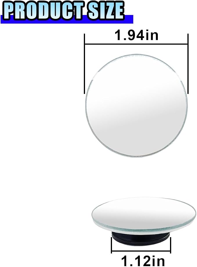 2PCS Blind Spot Car Mirror, HD Glass Rotate Adjustable Car Side Mirror, Round Frameless Wide-angle Blind Spot Mirror, Universal Convex Rear View Mirror for Car, SUV, Truck (Round)