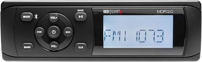 MDR2.0 160 Watt Single DIN Marine Grade Digital Source Receiver Radio with AM/FM/Weather Band, Bluetooth, and USB Connection