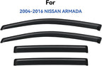 Window Visors Rain Guards Shield for 2004-2016 Nissan Armada, Out-Channel Window Vent Wind Deflectors Visors Shades for 04-16 Armada