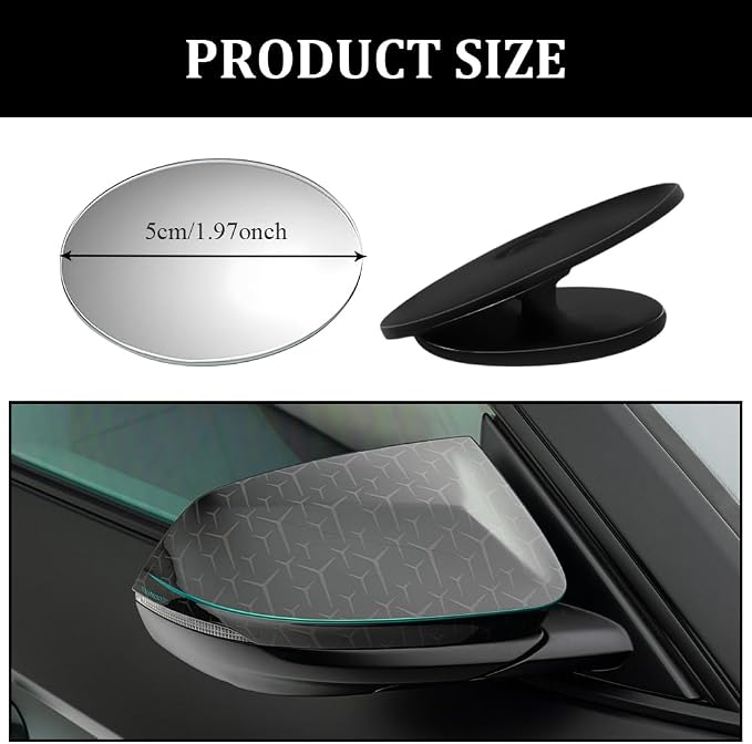 2PCS Blind Spot Mirror, Side Mirror Blindspot, Frameless Car Blindspot Mirrors with Self Adhesive, Universal 2 Inch Round Rear View Convex Mirrors Car Accessories Fit for SUV (Circle, 2PCS)