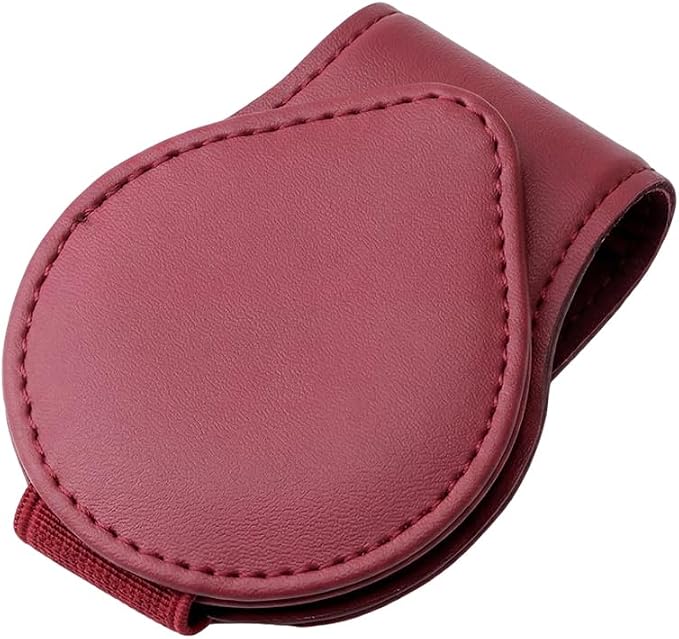 Car Visor Sunglasses Holder, Magnetic Vehicle Sun Visor Eyeglasses Hanger Ticket Card Holder Clip, Auto Interior Sunvisor Glasses Mounter Organizer, Universal for Vehicles (Wine Red)