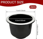 2PCS Cup Holder Insert, Car Cup Holder Expander, 4.3" x 3.6" x 3.3" Large Plastic Drop in Cup Holders, Recessed Drink Can Holders Replacement Accessories for RV Boat Car Couch Golf Cart