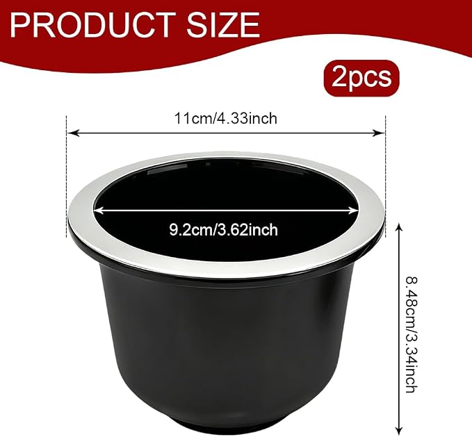 2PCS Cup Holder Insert, Car Cup Holder Expander, 4.3" x 3.6" x 3.3" Large Plastic Drop in Cup Holders, Recessed Drink Can Holders Replacement Accessories for RV Boat Car Couch Golf Cart