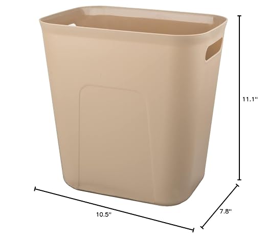 Plastic Small Trash Can Wastebasket, Garbage Container Basket for Bathrooms, Laundry Room, Kitchens, Offices, Kids Rooms, Dorms, 3.5 Gallon, Khaki | Compact Sturdy Garbage Can for Bathroom, Laundry Room, Kitchen, Office, Kids Room, Dorm, Durable...