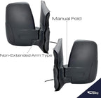 Side Mirror Set for 2015-2019 Ford Transit 150 250 350 HD Cargo Van | Pair Side View Mirror Assembly with Power Adjustment Non-Heated Short Arm | Textured Black 6 Pins FO1320551 and FO1321600