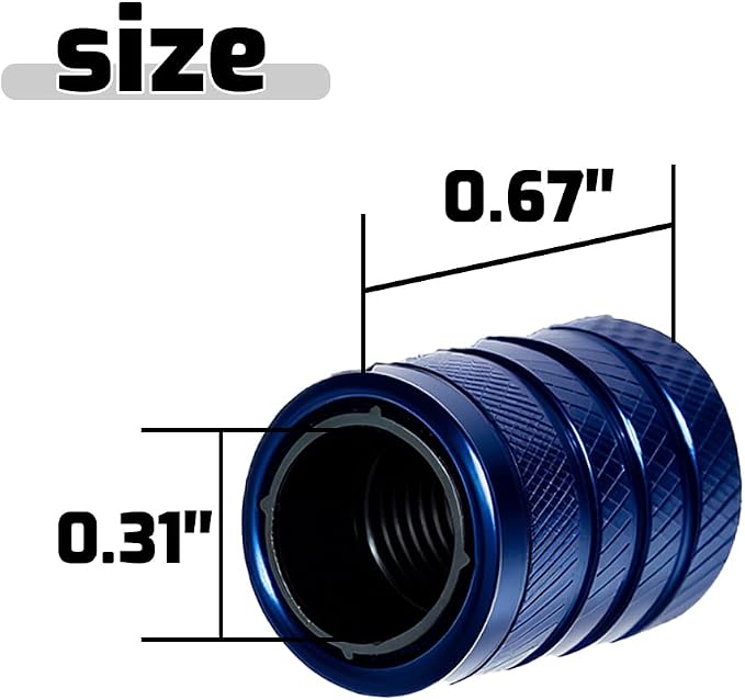 4-Piece Anodized Aluminum-Plastic Composite Tire Valve Stem Caps with Integrated Plastic Sleeve,Corrosion-Resistant and Universal Fit,Suitable for Cars, Trucks, and Motorcycles (Blue)