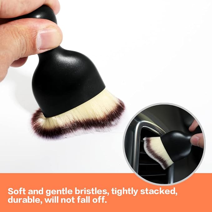 Car Interior Detailing Brush,Soft Bristle Cleaning Brush Car Detailing Brush Dusting Brush,Car Interior Cleaning Tool,Auto Detail Brush Car Dash Duster Brush (Tri-Color with Cap)