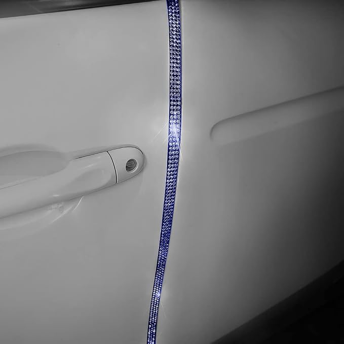 Door Edge Anti-Scratch Sticker Door Crash Bumper Crystal Bling Protection Tape Rubber Strip Sticker,Car Door Protector,Car Door Guard,Car Door Protection,90cm/35.4" Each One,4Pack/Set,Deep Blue