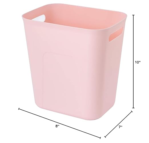 Plastic Small Bathroom Trash Can Wastebasket, 3.5 Gallon, Pink | Compact Sturdy Garbage Can for Bathroom, Laundry Room, Kitchen, Office, Kids Room, Dorm, Durable, Easy to Clean