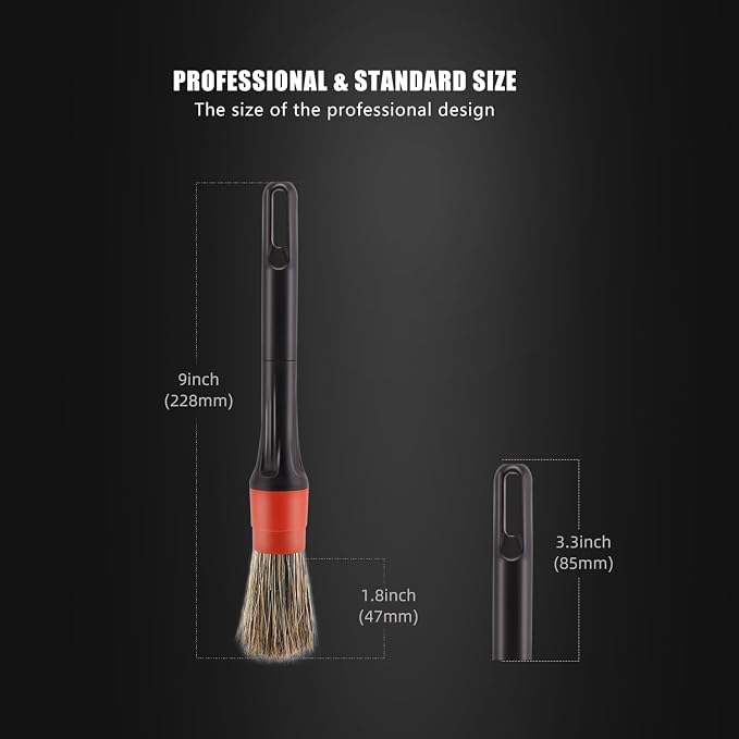 Car Drill Brush, Drill Brush Attachment 5Pcs Detachable Car Care Detailing Brush Set Soft No Scratch Boar Hair Detail Brush Car Care Detail Brush for Air Vent Automotive Interior Exterior -DF075