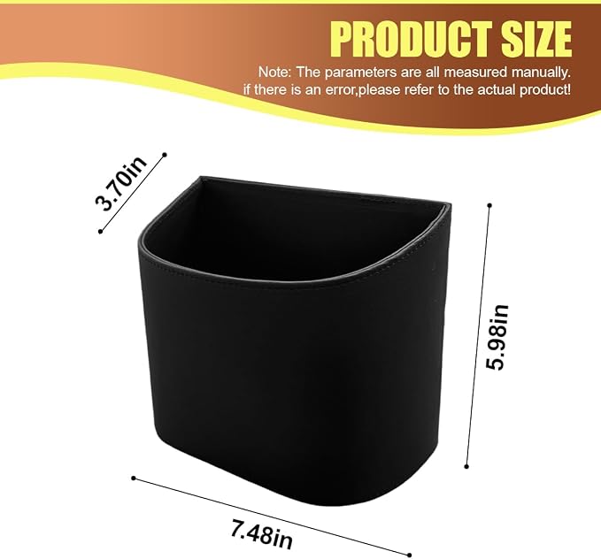 Leather Car Trash Can, Clip on Small Car Garbage Can, Waterproof Leakproof Back Seat Trash Bin, Multifunctional Vehicle Storage Organizer for Trucks, SUVs (Black)