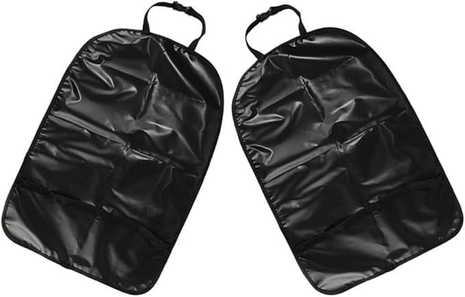 2pcs Kick Mats Backseat Protector Pad for Feet, Waterproof Oxford Fabric Anti-Scuff Vehicle Seat Back Covers, Black Travel Accessories