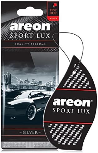Sport Lux SILVER - Hanging Cardboard Air Freshener for Car, Home & Office - Premium Cologne Perfume with Natural Fragrances - Long Lasting, Fresh, Luxurious Scent - Stylish Design - Pack of 3