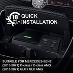 Wireless Car Charger Compatible with Mercedes Benz Accessories for (2015-2022) C-Class/C-classAMG GLC/GLC AMG Qi 15W MAX, 2-Port Type（Dock C63）