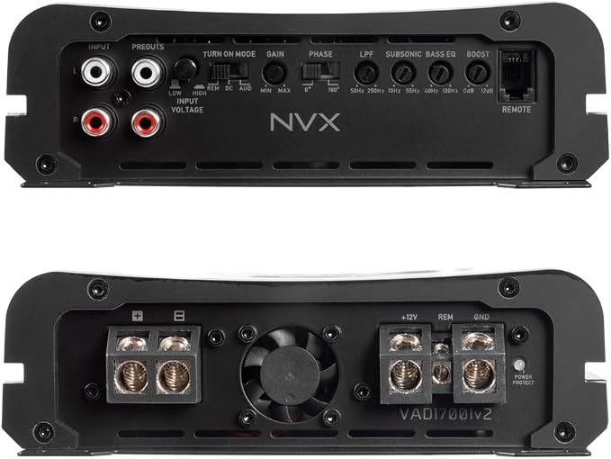 VAD17001v2 3400W Peak / 1700W RMS Class D Monoblock Amplifier – Marine Certified, Bass Remote, 1/2/4-Ohm Stable, Car/Marine/UTV/Truck Audio