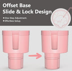 2 Pack Car Cup Holder Expander with Offset Adjustable Base, Compatible with Hydro Flasks 32/40 Ounce, Compatible with Yeti Ramblers 20/26/30 Ounce, Other Bottles in 3.4"-3.8" (Pink)