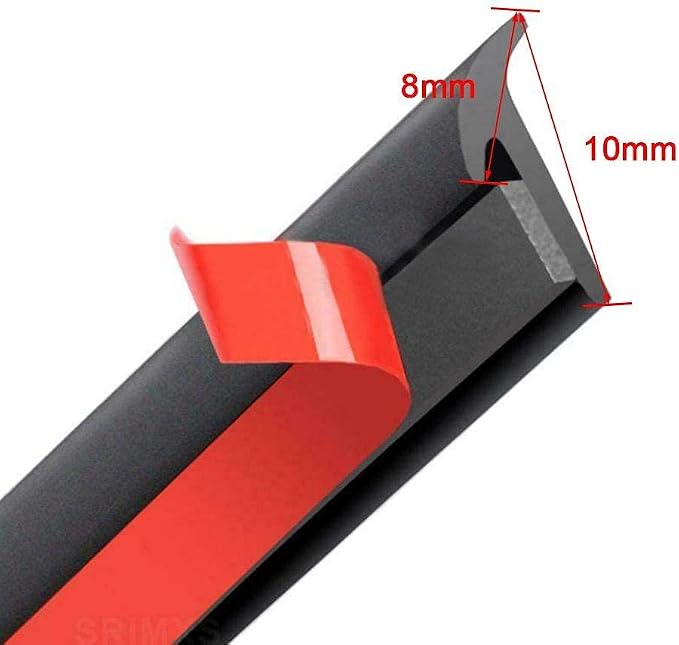 5M/16.5Ft Universal Self Adhesive Auto Rubber Weather Draft Seal Strip, Car Windshield Edge Moulding Sealing Strip Soundproof T-Type Rubber Edge Protector Trim, Black (8x10mm/0.31' x0.39'')
