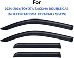 Window Visors Rain Guards for 2024 2025 2026 Toyota Tacoma Double Cab, Out-Channel Window Vent Wind Deflectors Visors Shades for 24 25 26 Tacoma 4 Full-Size Cab