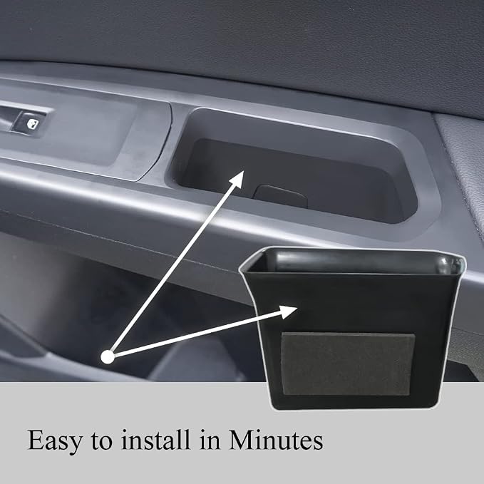 Front Row Door Organizer Compatible with VW Atlas 2018 2019 2020 2021 2022 2023 Atlas Cross Sport Armrest Storage Box Phone Container Handle Pocket ABS Tray Insert Glove Pallet
