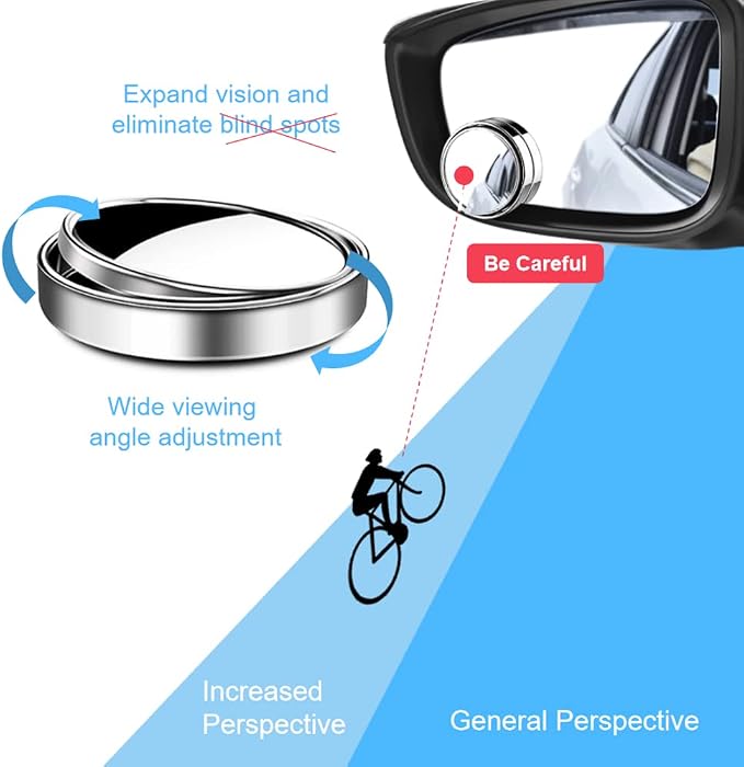 4 Pack Blind Spot Mirror 2 Inch Angle Adjustable HD Glass Round Car Side Rear View Convex Mirror Accessories with Frame for Car SUV Trucks Motorcycles (Silvery)
