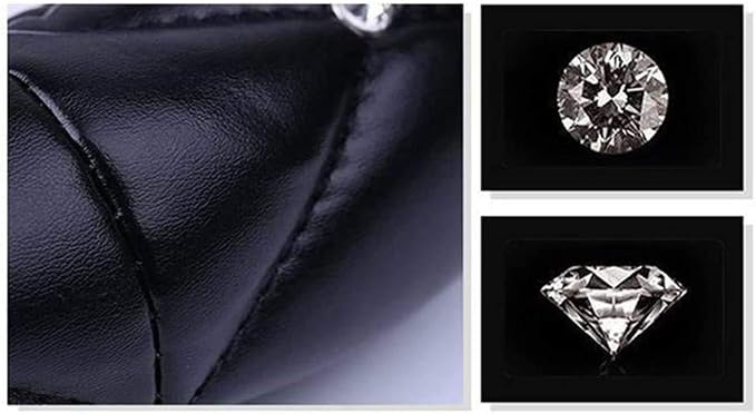 Diamond Soft Leather Steering Wheel Cover with Bling Bling Crystal Rhinestones, Universal 15 inch Anti-Slip, Car Interior Accessories for Women Girls, Black