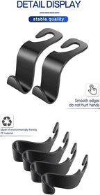 Car Purse Hook, 4 Pack Sturdy Headrest Hooks - Heavy Duty Purse Hanger for Handbags, Grocery Bags, Coats, Universal Fit for All Cars, SUVs, Minivans (Black)