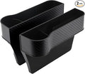 Car Seat Gap Filler Organizer 2 Pack, Multifunctional Auto Console Side Storage Box with Cup Holders & Phone Holder, Premium PU Leather Car Front Seat Organizer for Drinks, Sunglasses, Keys