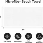 Microfiber Bath Towels, Bath Towel 2 Pack(35" x 70"), Oversized, Soft, Super Absorbent and Fast Drying, Multipurpose Use for Sports, Fitness, Yoga, Microfiber White
