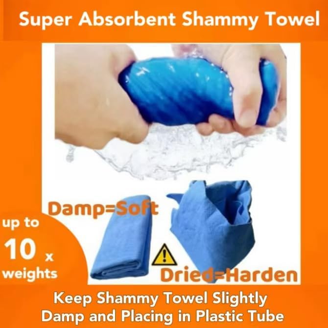 Premium Shammy Cloth for Car Drying - 2pk(26”x17”) - Super Absorbent Synthetic Chamois Towel for Car - Reusable Car Drying Shammy - Scratch-Free Car Drying Towel(Yellow & Blue)