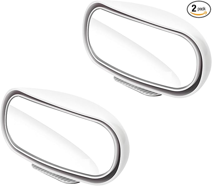 2PCS Car Blind Spot Mirror, Rectangular HD Glass Blind Spot Mirrors for Cars, 360° Adjustable Wide Angle Auto Blindspot Side Rear View Mirror, Car Accessories for SUV Truck (Stick-on, White)