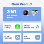 Wireless CarPlay Adapter for iPhone, Convert Wired to Wireless Apple CarPlay Adapter, Plug & Play, No Delay & Stable Control, Mini Size, USB & USB-C/Type-C for Cars 2016+ iOS10+, CarPlay Dongle Black
