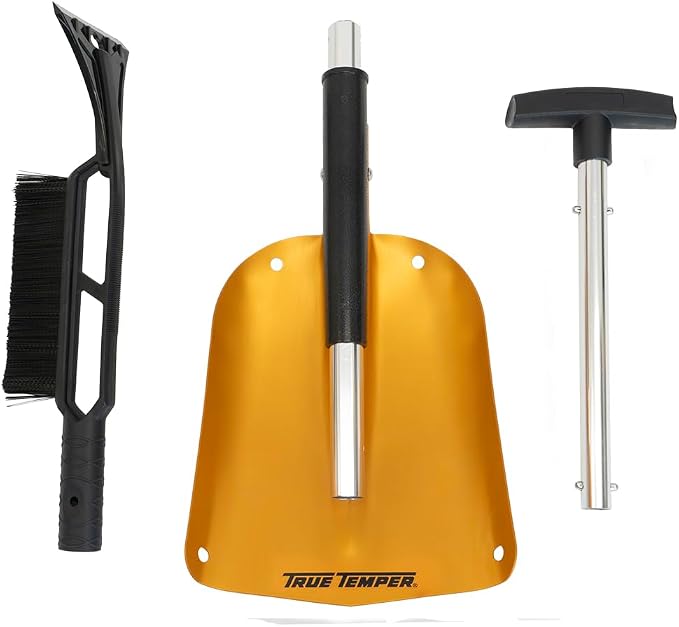 3-in-1 Emergency Shovel for Car or Truck, Foldable with Ice Scraper, Ice Brush, Compact Storage for Vehicle or Hiking, Use in Snow, Dirt, Ice, or Gravel