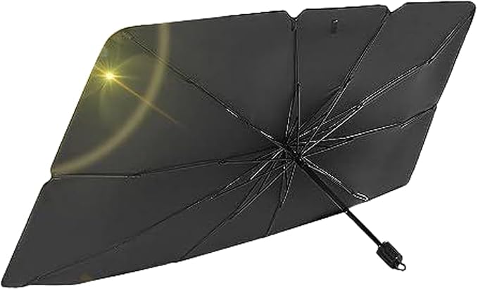 [2026 Upgraded] Sedan SUV Car Sun Shade for Windshield UV Rays and Heat Sun Visor Protector,Foldable Windshield Sun Shade Umbrella,Keep Car Cool,Easy to Use/Store,57''x 31''