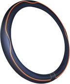 Large Size Steering Wheel Cover Anti-Slip,Safety,Soft,Breathable,Durable,Full Surround,Comfortable Grip Microfiber Leather (15.5-16 inch, Black Orange)