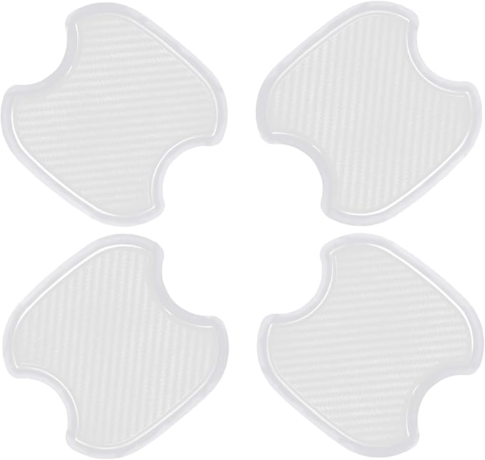 4Pcs Semi-Transparent Carbon Fiber Like Car Door Handle Cup Protective Sticker Auto Door Paint Guard(M)