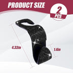 2 Pack Car Hooks, Bling Rhinestones Crystal Hooks, Auto Seat Back Organizers, Car Decorations Backseat Hanger, Car Seat Hooks Perfect for Holding Handbags, Clothes, Purses and Water Bottles