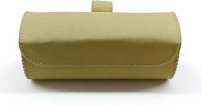 Sunglasses Holder for Car Sun Visor, Leather Car Sunglass Holder with Hidden Magnetic Closure, Clip On Glasses Case, Universal Storage Box Organizer Accessories (Beige)