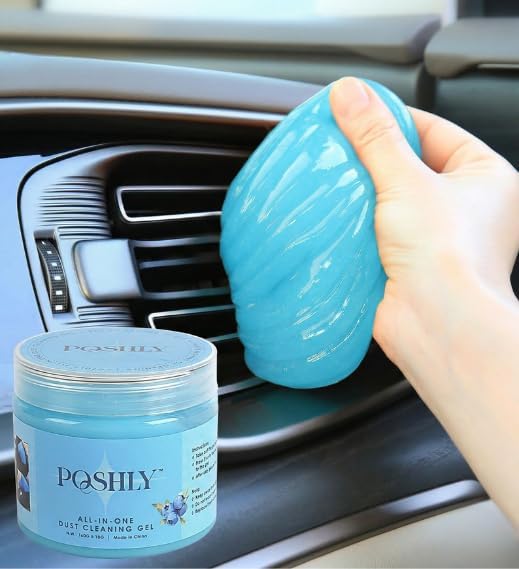 Car Cleaning Gel Putty | Reusable Dust Cleaning Slime for Air Vents, Dashboard, Cup Holders, Keyboard & AC Vent Cleaner | Non-Sticky No Residue Gel (Blueberry Fresh Scent)