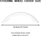 2-Piece Steering Wheel Cover, Carbon Fiber Segmented Steering Wheel Protector, Universal and Anti-Slip Durable Car Leather Protective Cover, Car Interior Accessories for Women and Men (White)