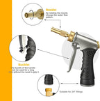 High-Pressure Hose Nozzle Gun with 100cc Soap Dispenser, Metal Car Wash Sprayer for Car Cleaning, Solar Panel/Wall/Window Washing & Garden Watering (Foam Gun A)