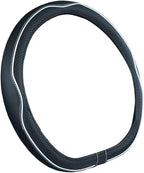 Flat Bottom Steering Wheel Cover Anti-Slip,Safety,Soft,Breathable,Durable,Full Surround,Comfortable Grip Microfiber Leather (D Shape, Black White)
